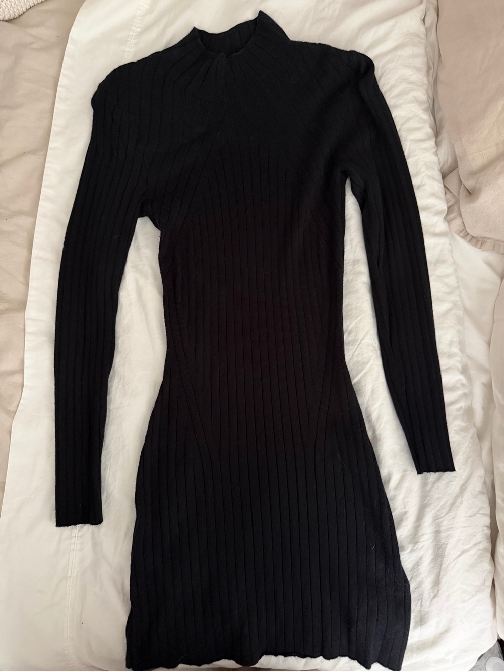 Abercrombie & Fitch Black Ribbed Long-Sleeve Bodycon Dress
